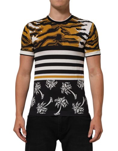 Leopard Palm Leaf Men Crew Neck Men's T-shirt - Dolce & Gabbana - Modalova