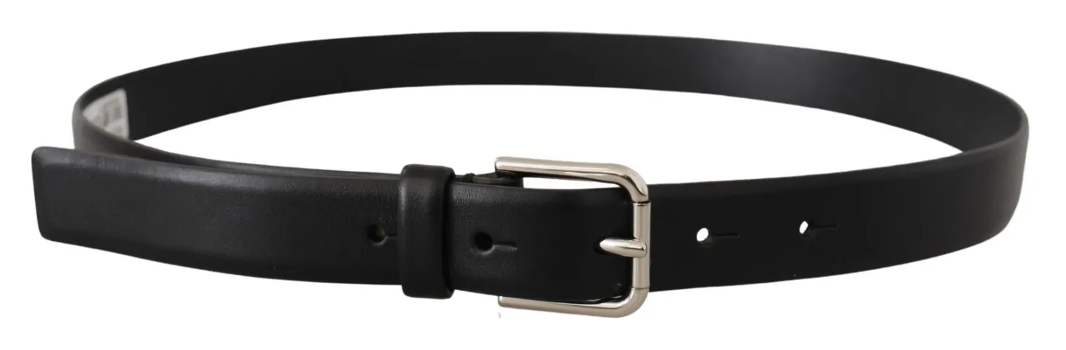 Calf Leather Silver Tone Logo Buckle Men's Belt - Dolce & Gabbana - Modalova