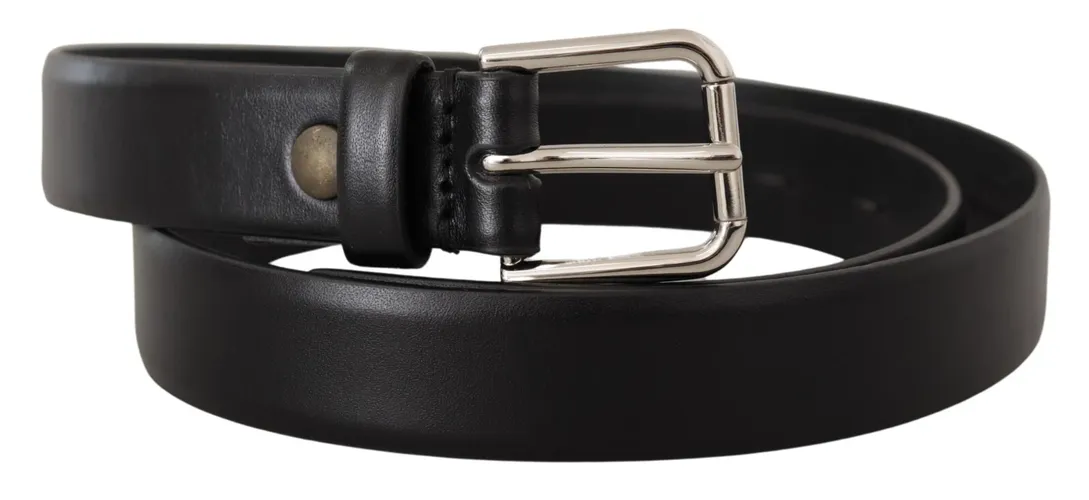 Calf Leather Silver Tone Logo Buckle Men's Belt - Dolce & Gabbana - Modalova