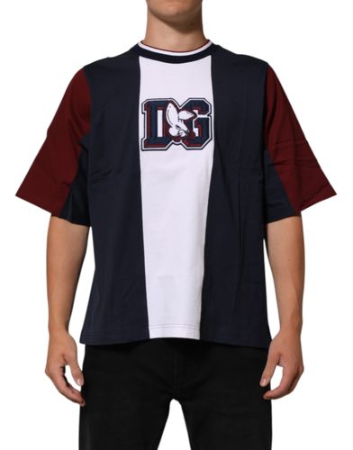 Striped Cotton Men Crew Neck Men's T-shirt - Dolce & Gabbana - Modalova