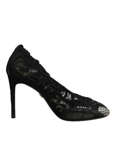 Lace Stretch Heels Mid Calf Boots Women's Shoes - Dolce & Gabbana - Modalova