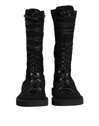 Alpaca Wool Suede Mid Calf Boots Men's Shoes - Dolce & Gabbana - Modalova