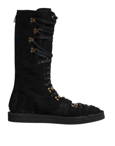Alpaca Wool Suede Mid Calf Boots Men's Shoes - Dolce & Gabbana - Modalova