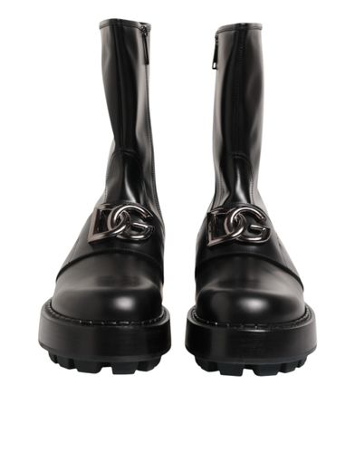 Logo Plaque Mid Calf Biker Boots Men's Shoes - Dolce & Gabbana - Modalova