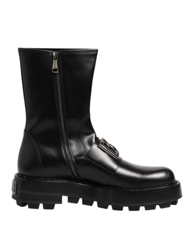 Logo Plaque Mid Calf Biker Boots Men's Shoes - Dolce & Gabbana - Modalova