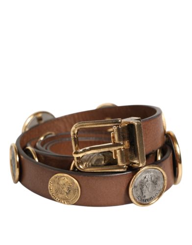 Leather Gold Silver Coin Buckle Men's Belt - Dolce & Gabbana - Modalova