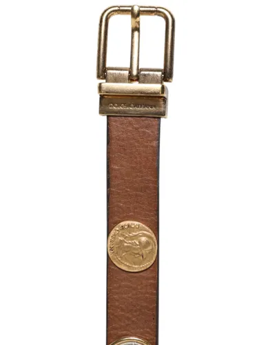Leather Gold Silver Coin Buckle Men's Belt - Dolce & Gabbana - Modalova