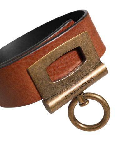 Leather Side Rings Brass Buckle Men's Belt - Dolce & Gabbana - Modalova
