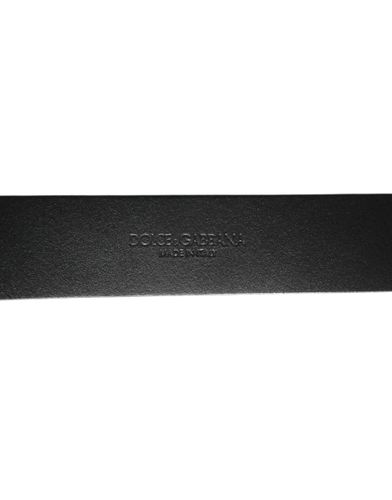 Black Silver Pebbled Texture Leather Buckle Men Men's Belt - Dolce & Gabbana - Modalova