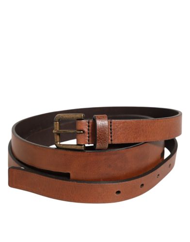 Double Strap Leather Gold Buckle Men's Belt - Dolce & Gabbana - Modalova