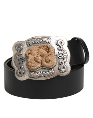 Leather Gothic Dragon Metal Buckle Men's Belt - Dolce & Gabbana - Modalova