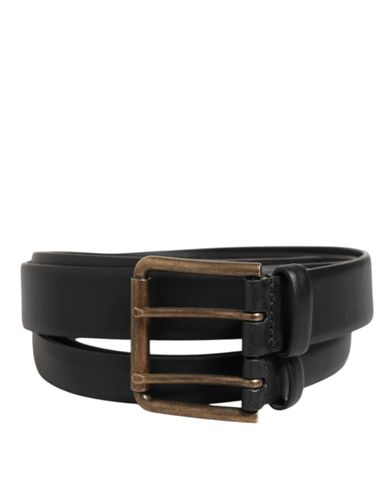 Double Strap Leather Brass Buckle Men's Belt - Dolce & Gabbana - Modalova