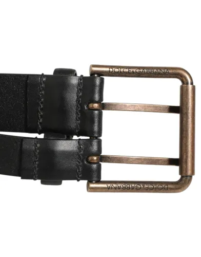 Double Strap Leather Brass Buckle Men's Belt - Dolce & Gabbana - Modalova