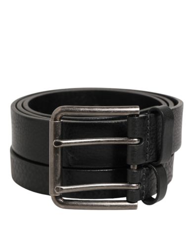 Double Strap Leather Silver Buckle Men's Belt - Dolce & Gabbana - Modalova
