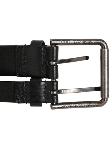 Double Strap Leather Silver Buckle Men's Belt - Dolce & Gabbana - Modalova