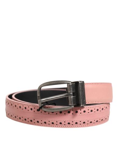Leather Perforated Detailing Buckle Men's Belt - Dolce & Gabbana - Modalova