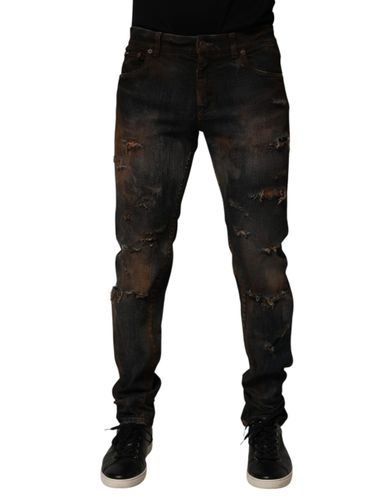 Cotton Skinny Tattered Men Denim Men's Jeans - Dolce & Gabbana - Modalova