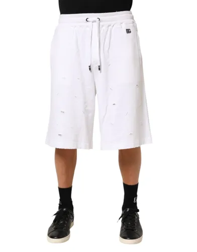 Cotton Ripped Bermuda Sweatpants Men's Shorts - Dolce & Gabbana - Modalova