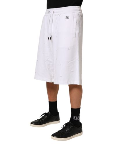 Cotton Ripped Bermuda Sweatpants Men's Shorts - Dolce & Gabbana - Modalova