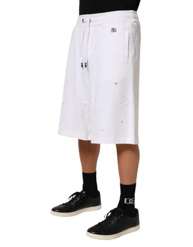 Cotton Ripped Bermuda Sweatpants Men's Shorts - Dolce & Gabbana - Modalova