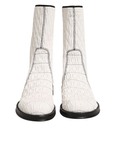 Lambskin Leather Mid Calf Boots Men's Shoes (Pre-Owned) - Dolce & Gabbana - Modalova
