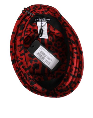 Black Nylon Leopard Print Bucket Men Cap Men's Hat - Dolce & Gabbana - Modalova