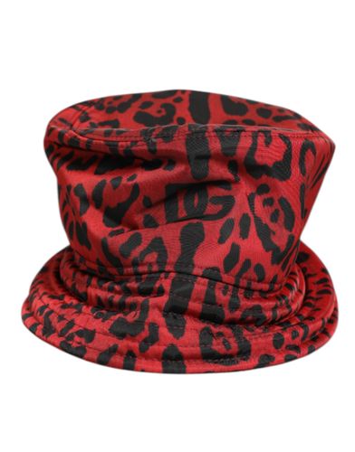 Black Nylon Leopard Print Bucket Men Cap Men's Hat - Dolce & Gabbana - Modalova