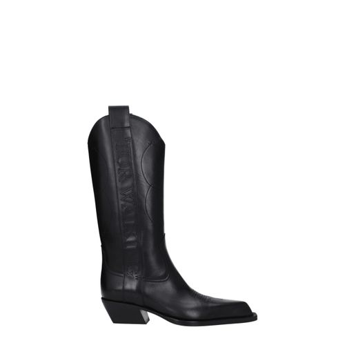 Leather High Heel Women's Boots - Off-White - Modalova
