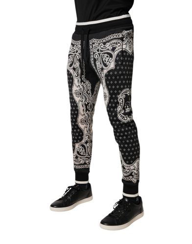 Black Cotton Bandana Jogger SweatMen's Men's Pants - Dolce & Gabbana - Modalova