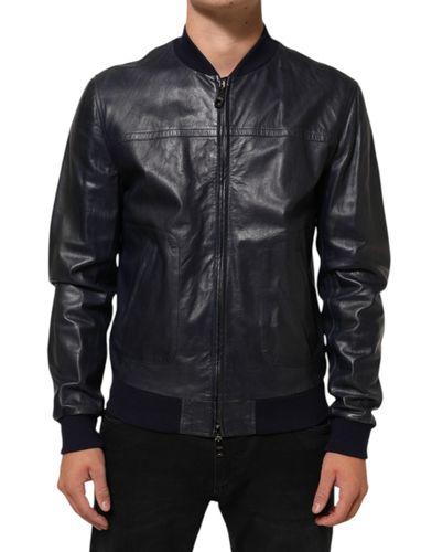Leather Full Zip Biker Blouson Men's Jacket (Pre-Owned) - Dolce & Gabbana - Modalova