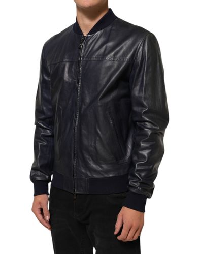 Leather Full Zip Biker Blouson Men's Jacket (Pre-Owned) - Dolce & Gabbana - Modalova