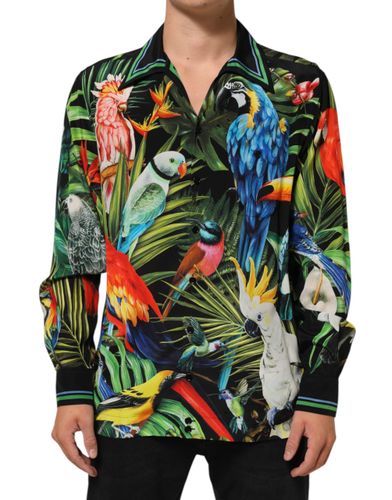 Parrot Print Lounge Casual Men's Shirt - Dolce & Gabbana - Modalova