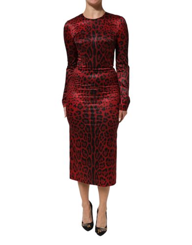 Leopard Sheath Long Sleeves Women's Dress - Dolce & Gabbana - Modalova