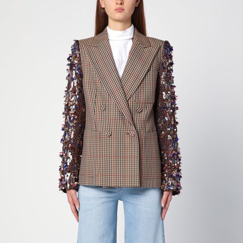 Zweireihige Jacke mit Vichy-Motiv und Pailletten - Dries Van Noten - Modalova