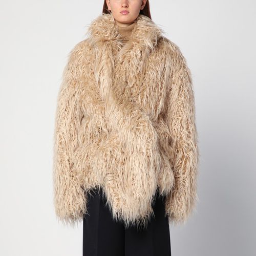 Beige faux fur jacket - Dries Van Noten - Modalova