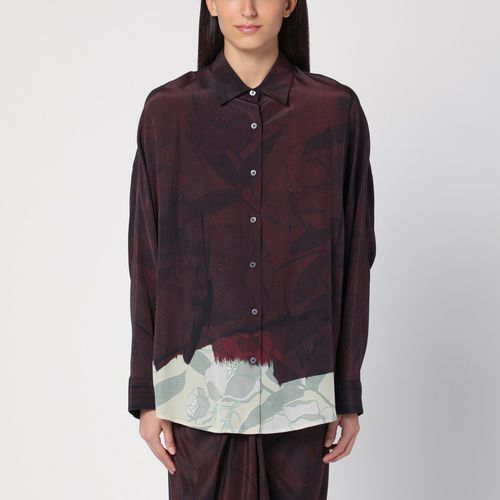 Brown silk printed shirt - Dries Van Noten - Modalova