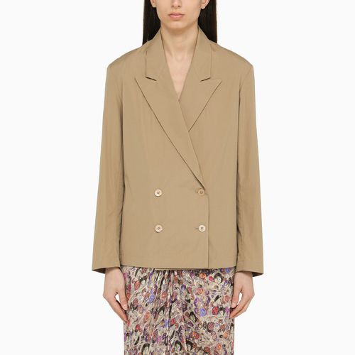 Beige double-breasted cotton jacket - Dries Van Noten - Modalova