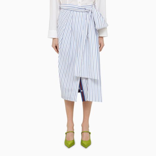 White striped blue cotton midi skirt - Dries Van Noten - Modalova