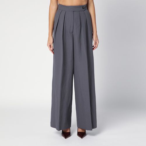 Taupe wool-blend wide trousers - Dries Van Noten - Modalova