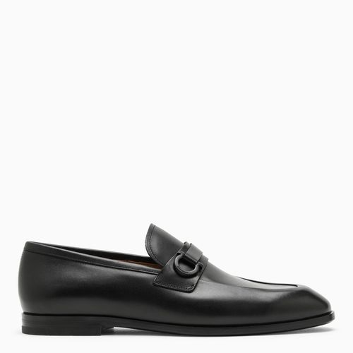 Black leather Gancini ornament moccasin - Ferragamo - Modalova