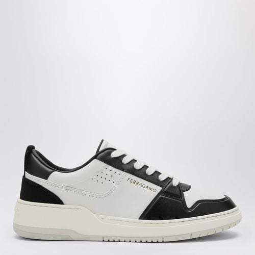 Low black/white leather trainer - Ferragamo - Modalova