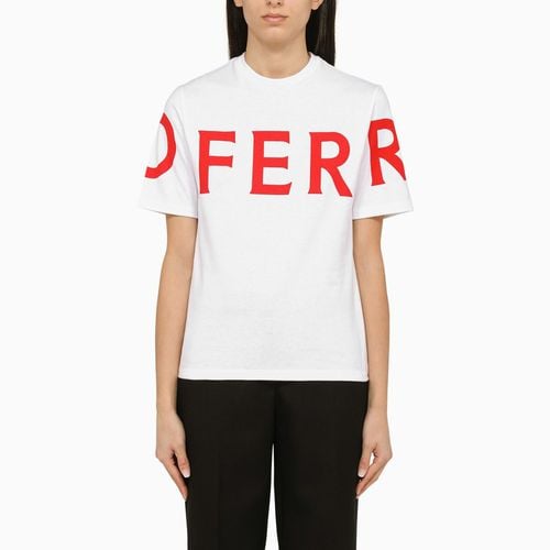 White crew-neck T-shirt with logo - Ferragamo - Modalova