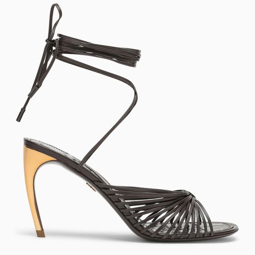 Sandal with strings and golden heel - Ferragamo - Modalova