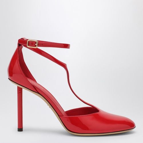 Red Pump T-strap in patent leather - Ferragamo - Modalova