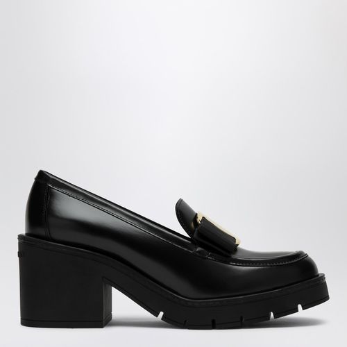 Black Vara Bow moccasin with heel - Ferragamo - Modalova