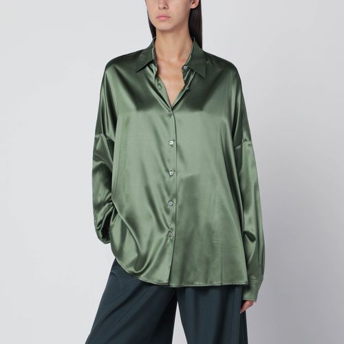 Oversized silk shirt in khaki color - Dries Van Noten - Modalova