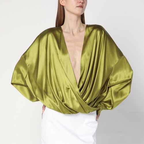 Loose olive green blouse in silk - Dries Van Noten - Modalova