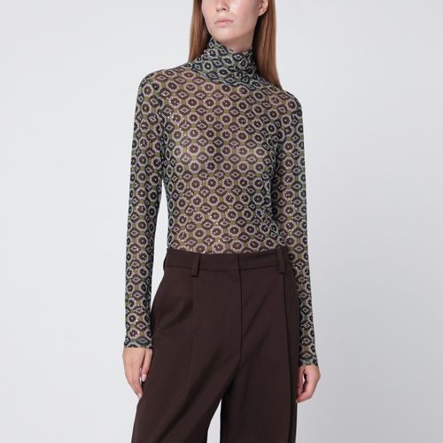 Semi-transparent green print turtleneck jumper - Dries Van Noten - Modalova