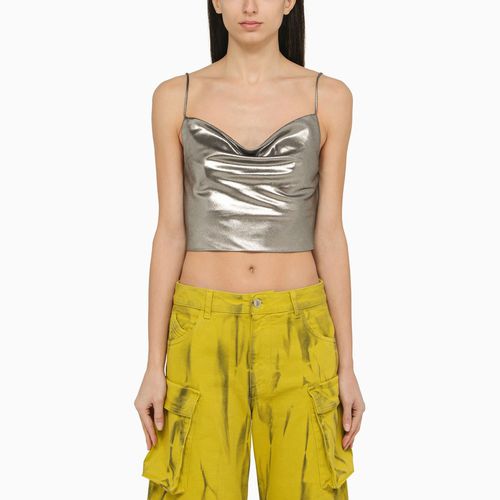 Metallic silver crop top - ROTATE Birger Christensen - Modalova