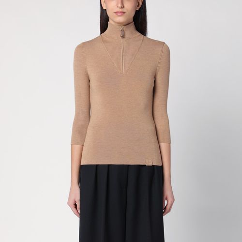 Beige wool blend zip sweater - Victoria Beckham - Modalova